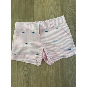 Vineyard Vines Girls 10 Pink & White Striped Shorts With Blue Whale Embroidery